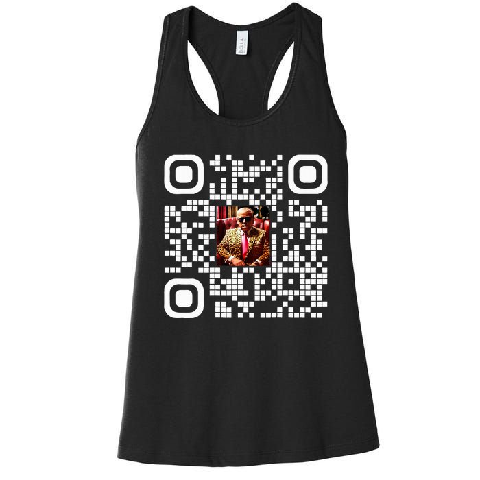 Qr President Trump 4547 Trump Dancing Code Women's Racerback Tank