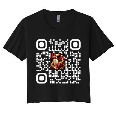 Qr President Trump 4547 Trump Dancing Code Women's Crop Top Tee