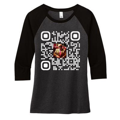 Qr President Trump 4547 Trump Dancing Code Women's Tri-Blend 3/4-Sleeve Raglan Shirt