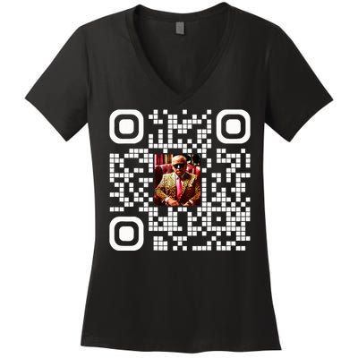 Qr President Trump 4547 Trump Dancing Code Women's V-Neck T-Shirt