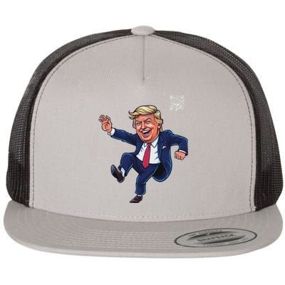 Qr President Trump 4547 Flat Bill Trucker Hat