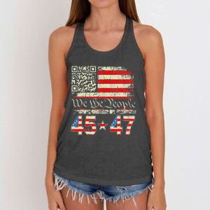 Qr President Trump 4547 Dancing Code Women's Knotted Racerback Tank