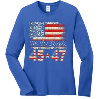 Qr President Trump 4547 Dancing Code Ladies Long Sleeve Shirt