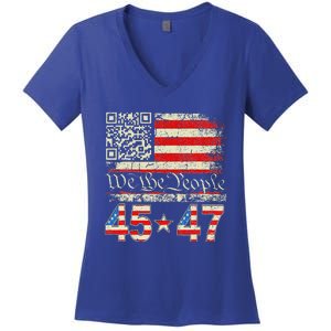 Qr President Trump 4547 Dancing Code Women's V-Neck T-Shirt