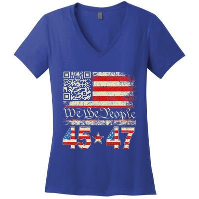 Qr President Trump 4547 Dancing Code Women's V-Neck T-Shirt