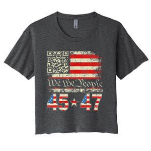 Qr President Trump 4547 Dancing Code Women's Crop Top Tee