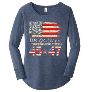 Qr President Trump 4547 Dancing Code Women's Perfect Tri Tunic Long Sleeve Shirt