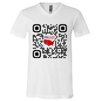 Qr President Trump 4547 Trump Dancing Code V-Neck T-Shirt