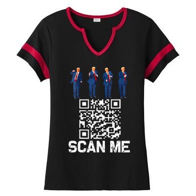 Qr President Trump 4547 Trump Dancing Code Ladies Halftime Notch Neck Tee