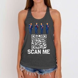 Qr President Trump 4547 Trump Dancing Code Women's Knotted Racerback Tank