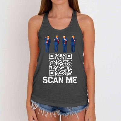 Qr President Trump 4547 Trump Dancing Code Women's Knotted Racerback Tank