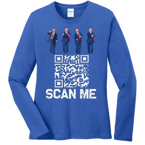 Qr President Trump 4547 Trump Dancing Code Ladies Long Sleeve Shirt