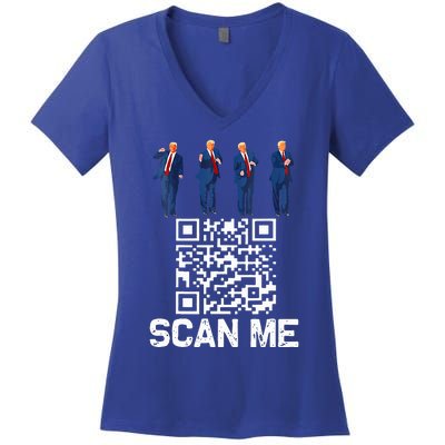 Qr President Trump 4547 Trump Dancing Code Women's V-Neck T-Shirt