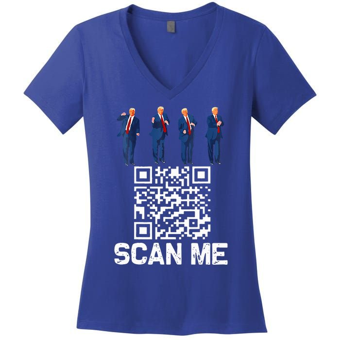 Qr President Trump 4547 Trump Dancing Code Women's V-Neck T-Shirt