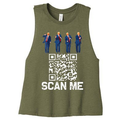 Qr President Trump 4547 Trump Dancing Code Women's Racerback Cropped Tank