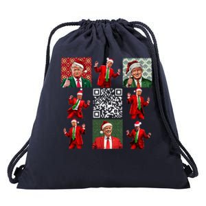 Qr President Trump Christmas Dancing Dance Moves Maga Drawstring Bag