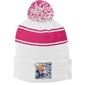 Qr President Trump Dance Code Stripe Pom Pom Beanie