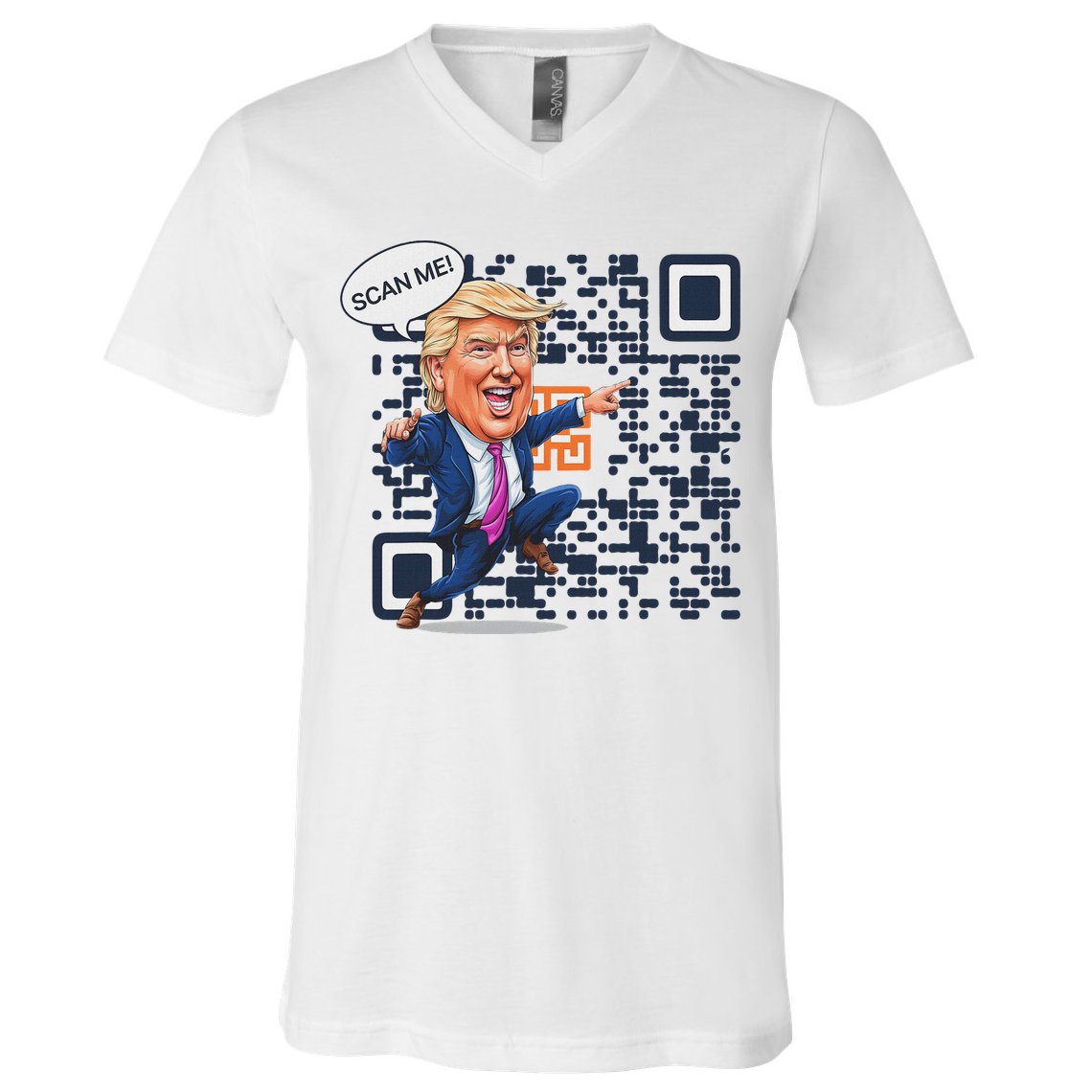Qr President Trump Dance Code V-Neck T-Shirt