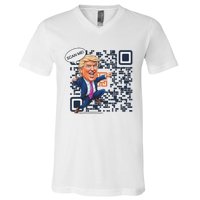 Qr President Trump Dance Code V-Neck T-Shirt