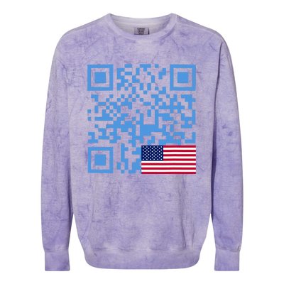 Qr President Trump Dance Code Usa Flag Colorblast Crewneck Sweatshirt