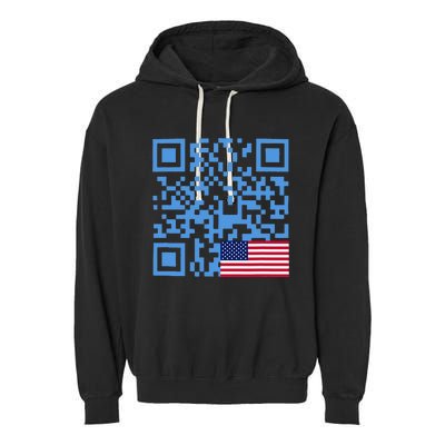 Qr President Trump Dance Code Usa Flag Garment-Dyed Fleece Hoodie