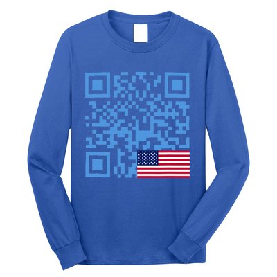 Qr President Trump Dance Code Usa Flag Long Sleeve Shirt