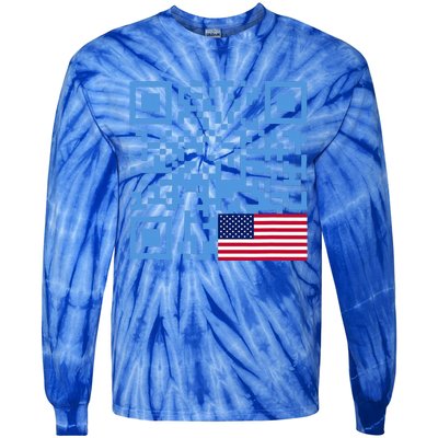 Qr President Trump Dance Code Usa Flag Tie-Dye Long Sleeve Shirt