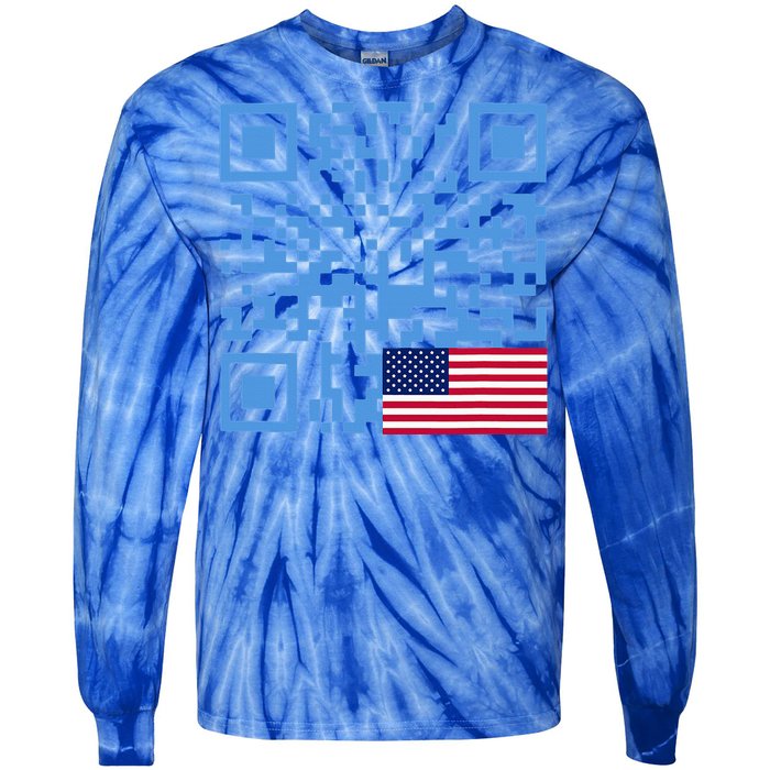 Qr President Trump Dance Code Usa Flag Tie-Dye Long Sleeve Shirt