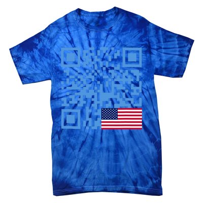 Qr President Trump Dance Code Usa Flag Tie-Dye T-Shirt