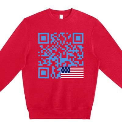 Qr President Trump Dance Code Usa Flag Premium Crewneck Sweatshirt