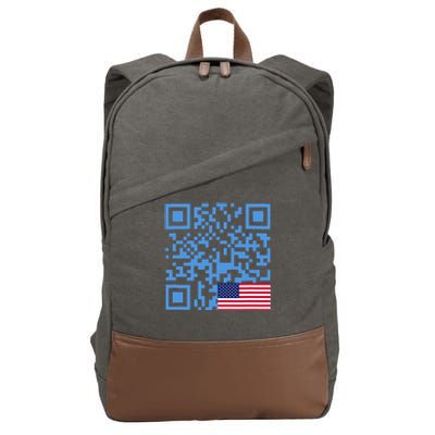 Qr President Trump Dance Code Usa Flag Cotton Canvas Backpack