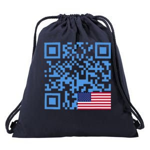 Qr President Trump Dance Code Usa Flag Drawstring Bag