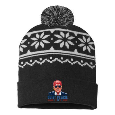 Quiet Please Trump Presidential Debate Quote USA-Made Snowflake Beanie