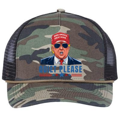 Quiet Please Trump Presidential Debate Quote Retro Rope Trucker Hat Cap