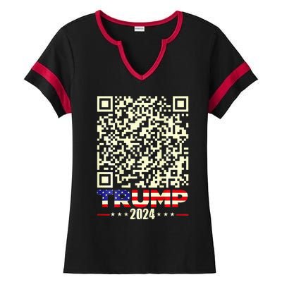 Qr President Trump 4547 Trump Dancing Code Ladies Halftime Notch Neck Tee