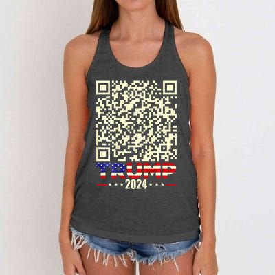 Qr President Trump 4547 Trump Dancing Code Women's Knotted Racerback Tank