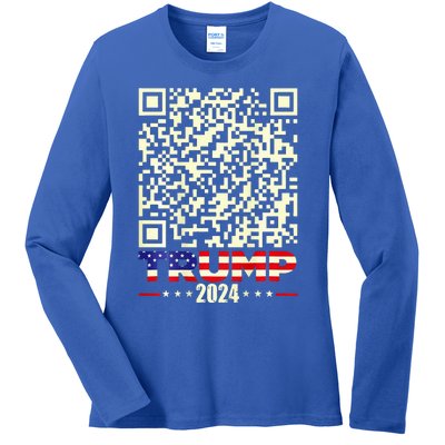 Qr President Trump 4547 Trump Dancing Code Ladies Long Sleeve Shirt