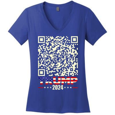 Qr President Trump 4547 Trump Dancing Code Women's V-Neck T-Shirt