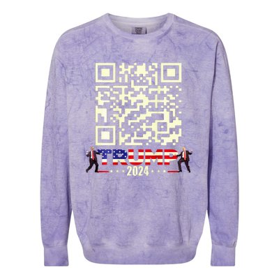 Qr President Trump 4547 Trump Dancing Code Colorblast Crewneck Sweatshirt