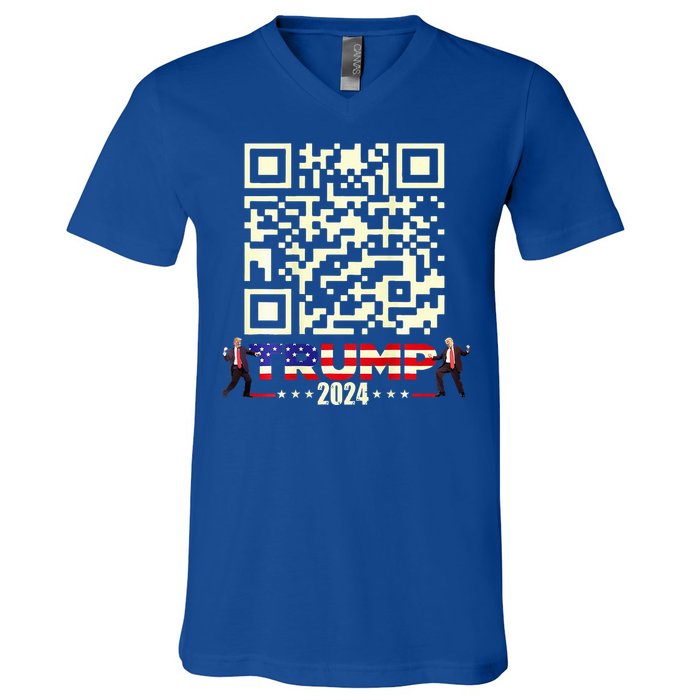 Qr President Trump 4547 Trump Dancing Code V-Neck T-Shirt