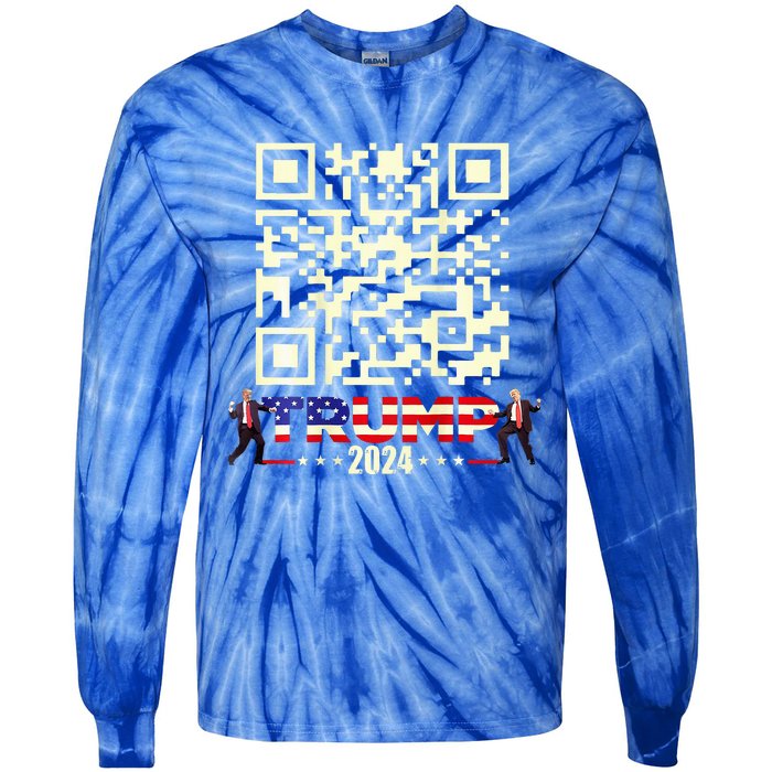 Qr President Trump 4547 Trump Dancing Code Tie-Dye Long Sleeve Shirt