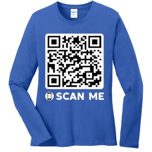 Qr President Trump Dancing Code 4547 Ladies Long Sleeve Shirt