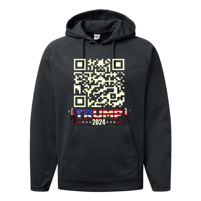 Qr President Trump 4547 Trump Dancing Code Performance Fleece Hoodie