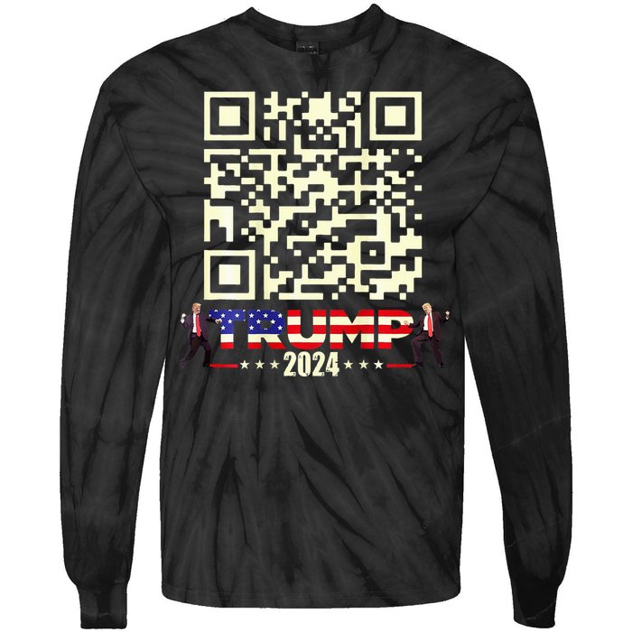 Qr President Trump 4547 Trump Dancing Code Tie-Dye Long Sleeve Shirt