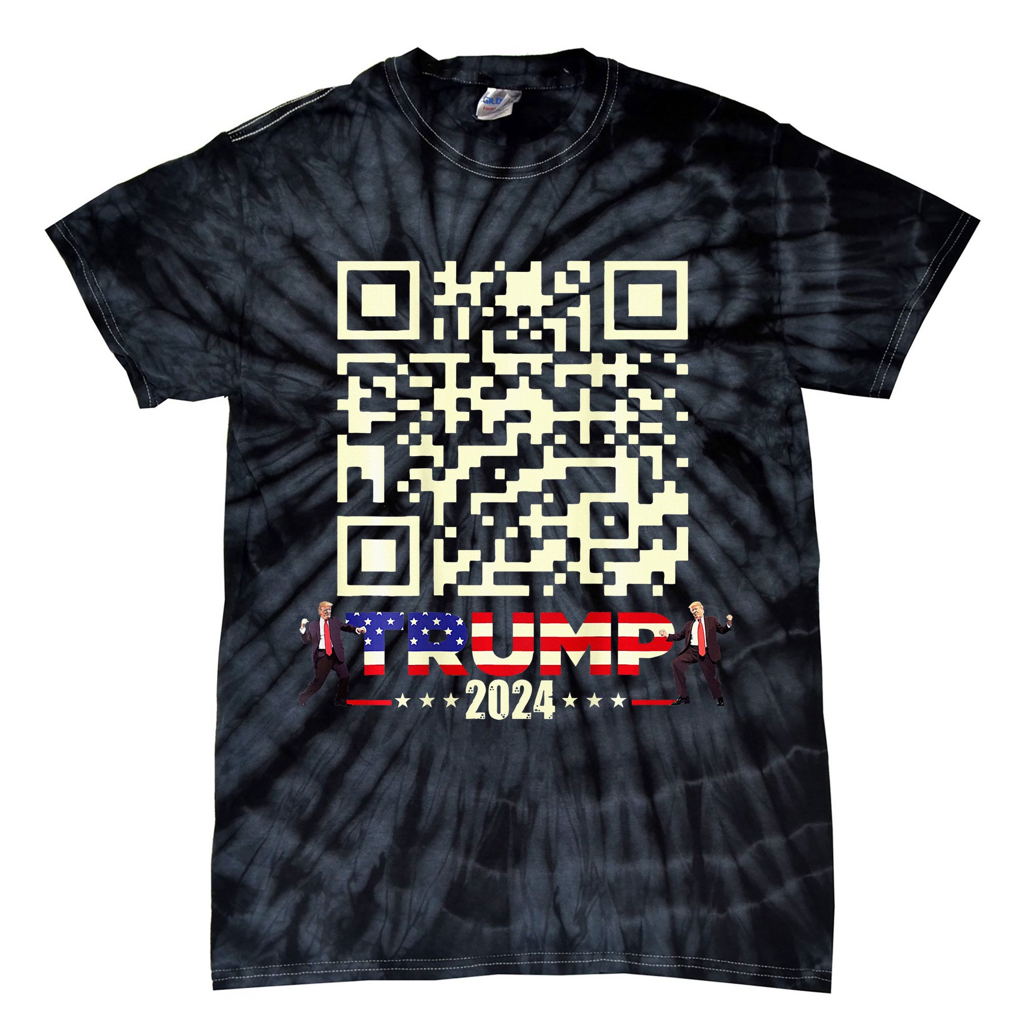 Qr President Trump 4547 Trump Dancing Code Tie-Dye T-Shirt