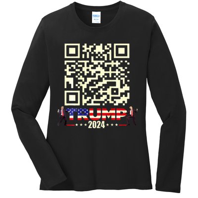 Qr President Trump 4547 Trump Dancing Code Ladies Long Sleeve Shirt