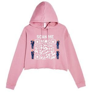 Qr President Trump 4547 Trump Dancing Code Crop Fleece Hoodie