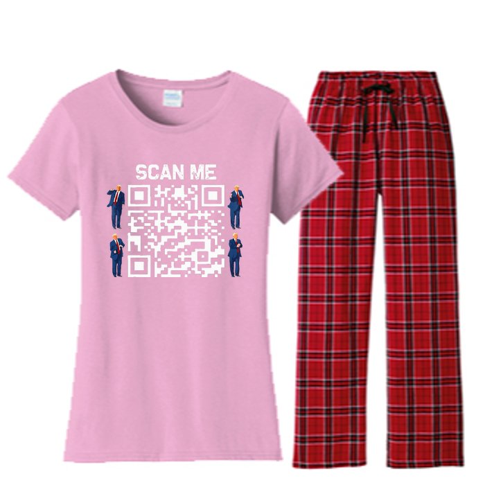 Qr President Trump 4547 Trump Dancing Code Women's Flannel Pajama Set