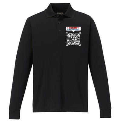 Qr President Trump 4547 Performance Long Sleeve Polo