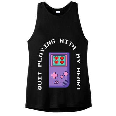Quit Playing With My Heart Retro Video Game Ladies PosiCharge Tri-Blend Wicking Tank